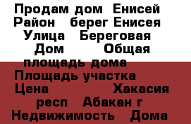 Продам дом  Енисей › Район ­ берег Енисея › Улица ­ Береговая › Дом ­ 17 › Общая площадь дома ­ 70 › Площадь участка ­ 10 › Цена ­ 700 000 - Хакасия респ., Абакан г. Недвижимость » Дома, коттеджи, дачи продажа   . Хакасия респ.,Абакан г.